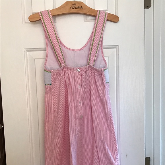 Seersucker smocked Monkey Dress - Picture 3 of 5